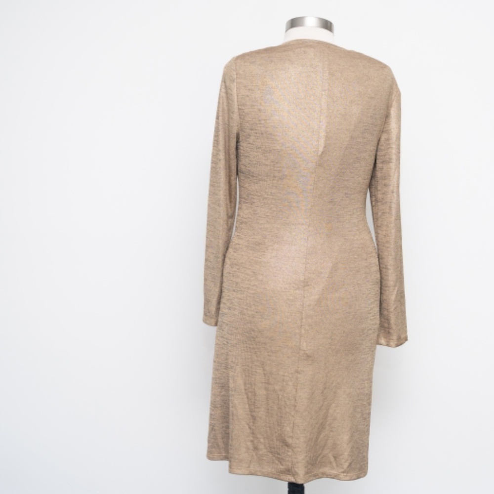 LAUREN RALPH‎ LAUREN. Gold shirred long sleeve dress. - Picture 3 of 14